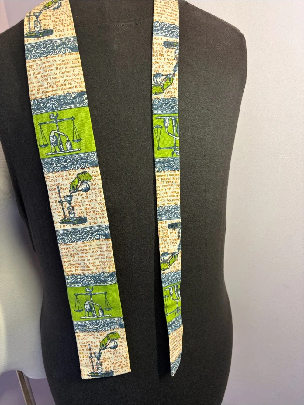 Vintage Rooster Chemistry Square End Tie, Cotton ,Hand Printed